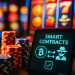 An illustration of cryptocurrency casinos, focusing on smart contracts and instantaneous payouts.