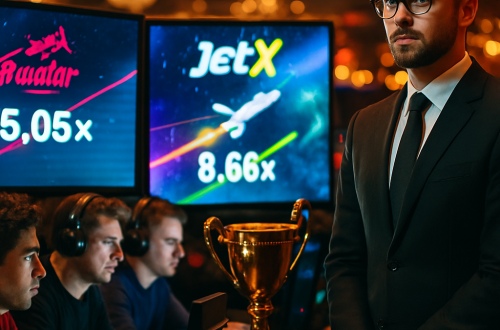 An immersive scene from a high-stakes gaming tournament showcasing players engaged in crash games,
